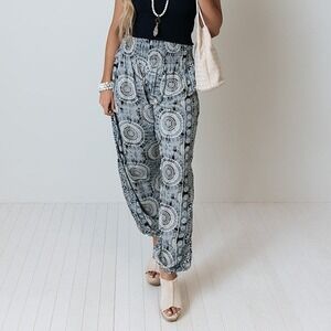 Lotus Luna Santa Barbara Harem Pants Womens L/XL Rayon Mandala Tie Dye Boho